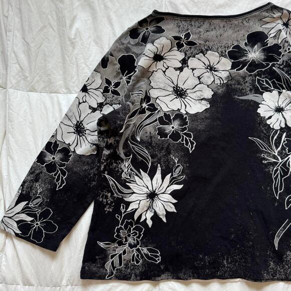 Jess and Jane Vintage 90s y2k rhinestone floral top sz XL witchy boho whimsigoth - Picture 7 of 8